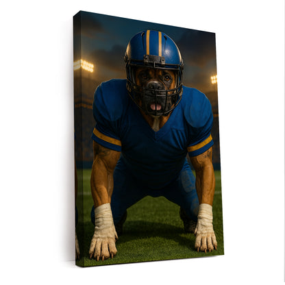 Custom Photo Football Player 2 Dog Canvas Gift For Dog Lovers