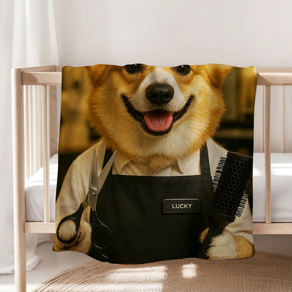 Custom Photo Hair Stylist Dog BlanketGift For Dog Lovers