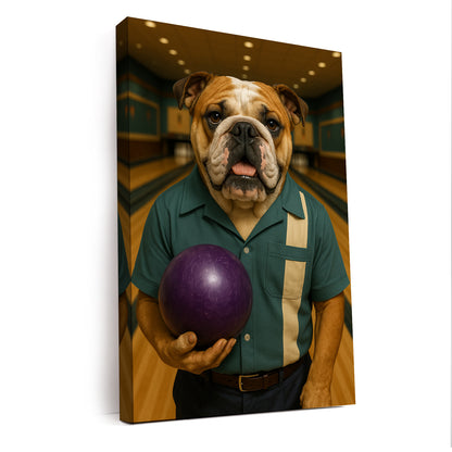 Custom Photo Bowling Dog Canvas Gift For Dog Lovers