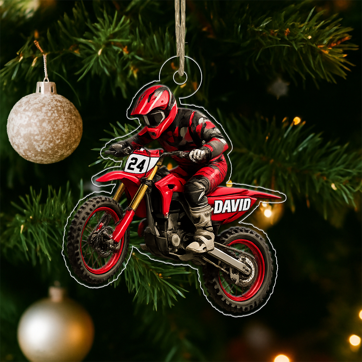 Personalized Motorbike Racing Boy Xmas Acrylic Ornament Christmas Gift