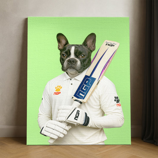 Custom Photo Cricketer Dog Canvas Gift For Dog Lovers