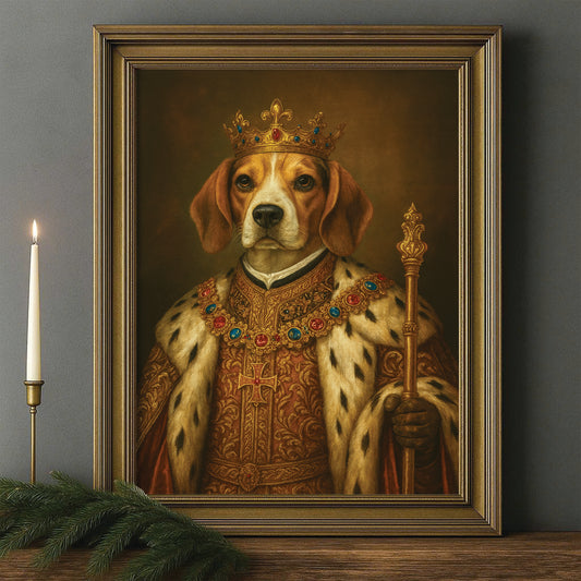 Custom Photo Dog King Royal Canvas Framed Wall Art Framed Wall Art _ Gift For Dog Lovers