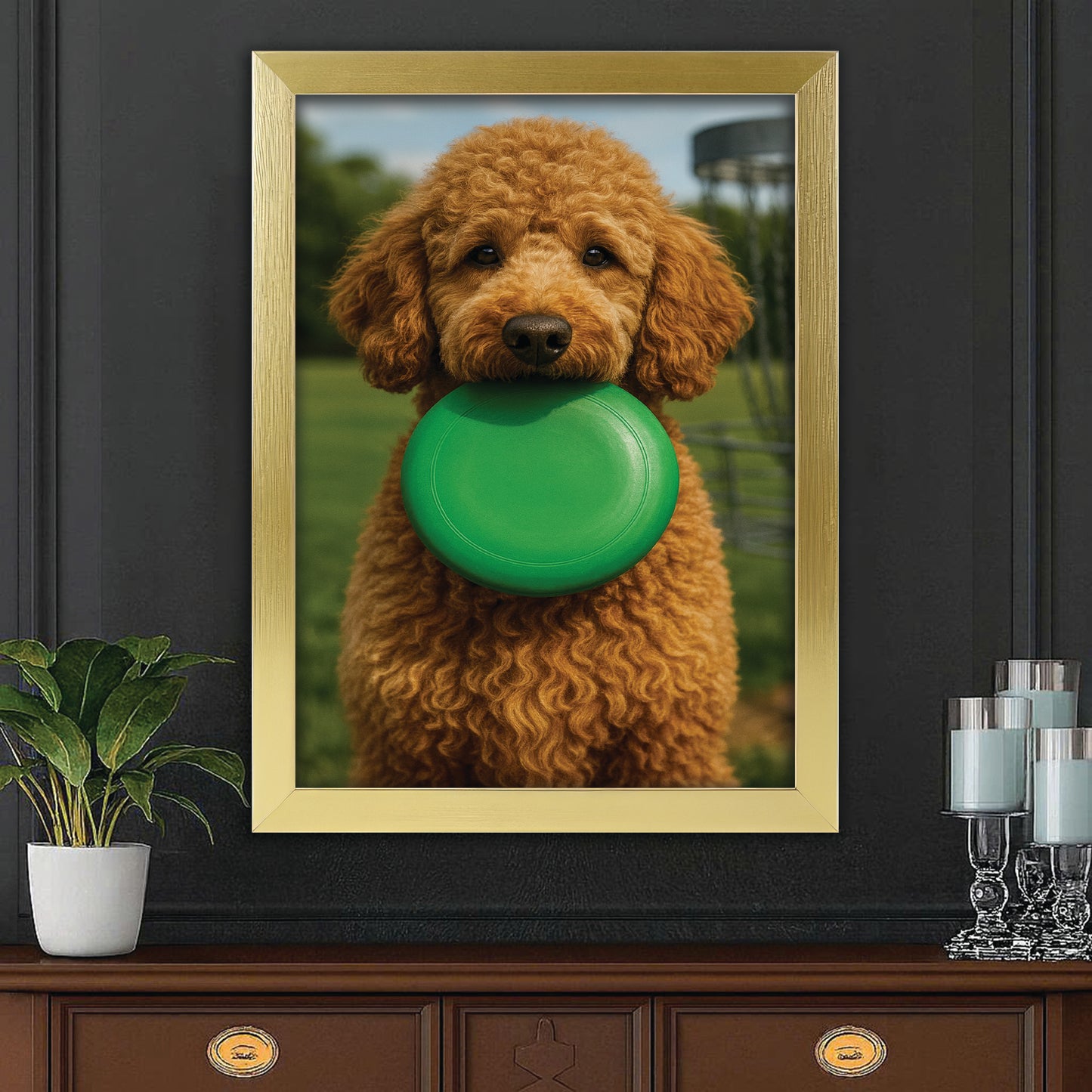 Custom Photo Disc Golf Dog Canvas Framed Wall Art Gift For Dog Lovers