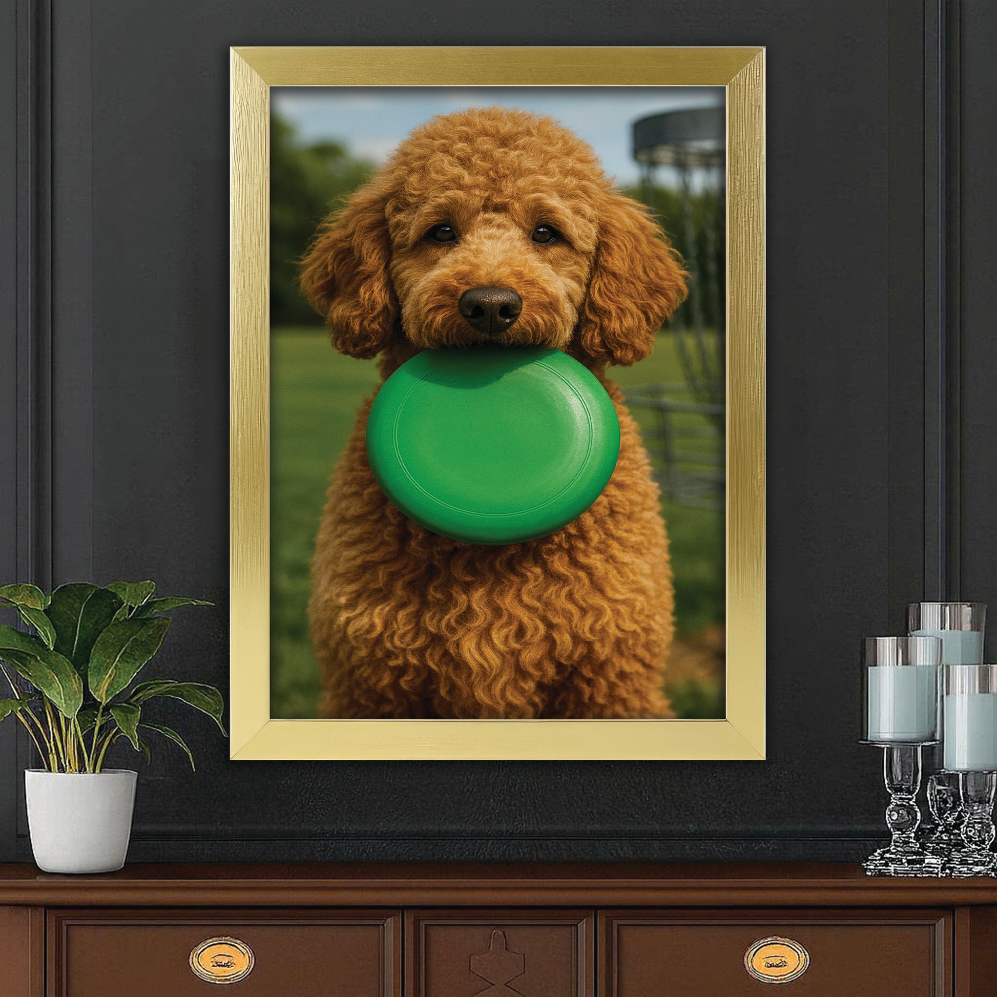 Custom Photo Disc Golf Dog Canvas Framed Wall Art Gift For Dog Lovers