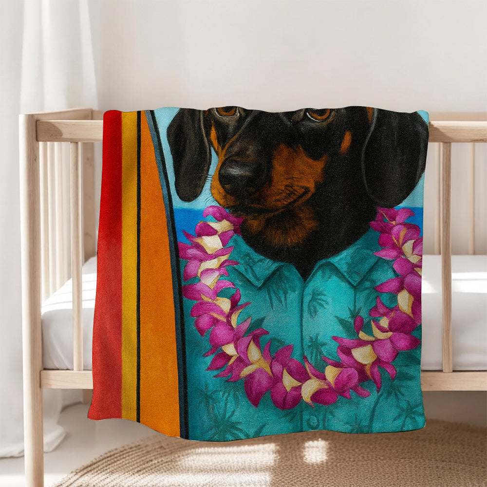 Custom Photo Surfer Dog BlanketGift For Dog Lovers