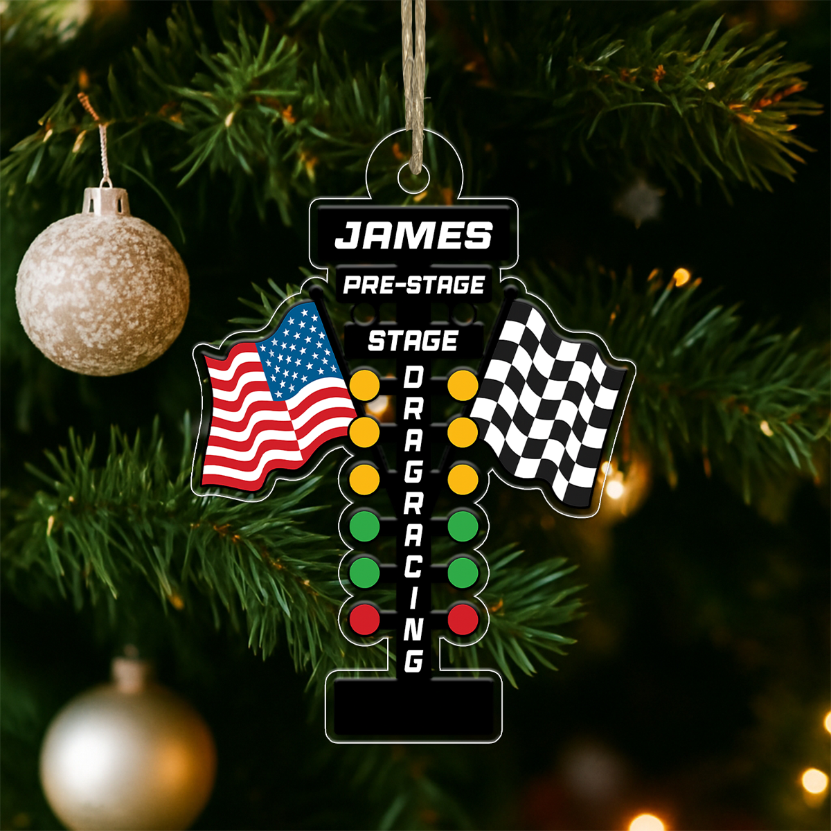 Custom Name Racer Racing Car Acrylic Ornament Christmas Gift