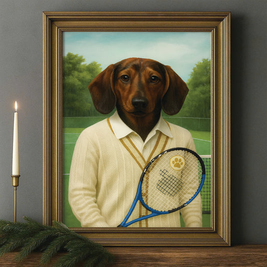 Custom Photo Tennis Player Dog Canvas Framed Wall Art