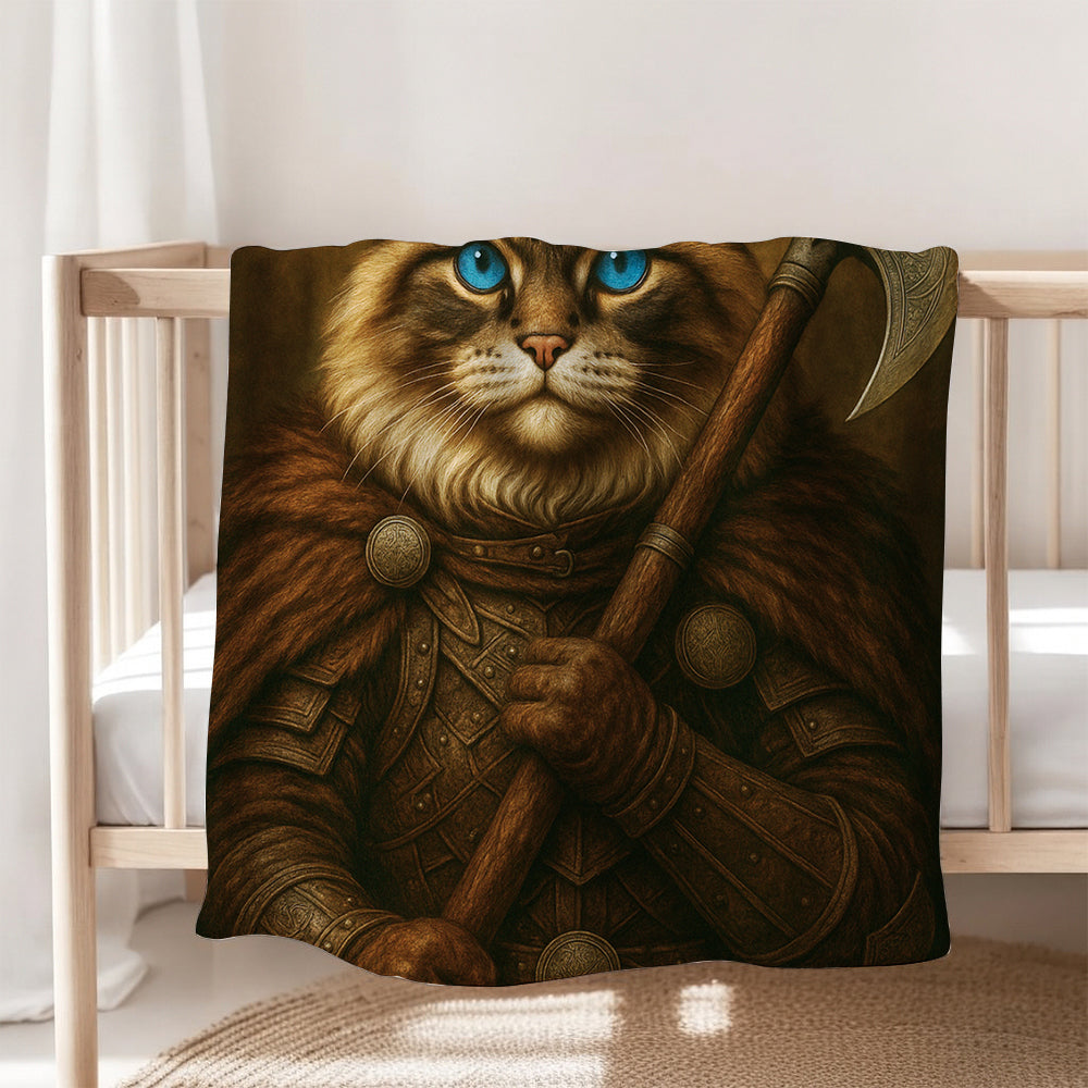 Custom Cat Photo Viking Warrior Blanket _ Gift For Cat