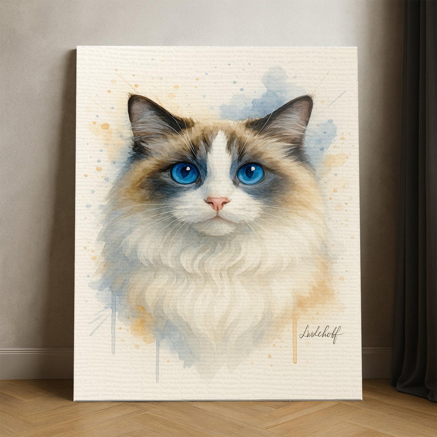 Custom Photo Cat Watercolor Artwork Canvas