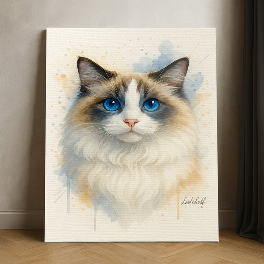 Custom Photo Cat Watercolor Artwork Canvas