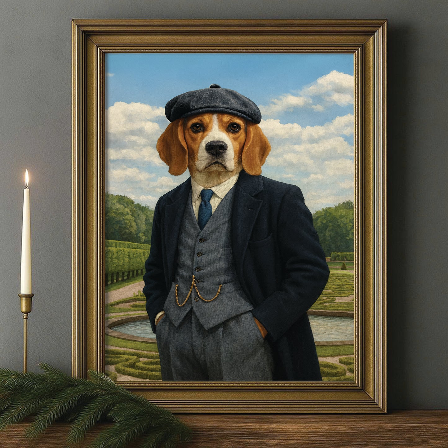 Custom Photo Pawky Blinder Dog Canvas Framed Wall Art