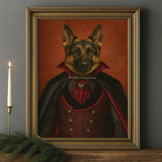 Custom Photo Vampire Dog Canvas Framed Wall Art Gift For Dog Lovers