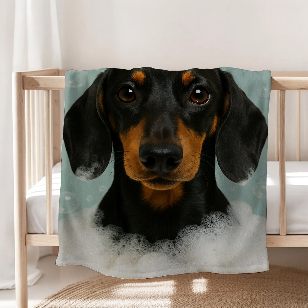 Custom Dog In Bathtub With Duck Toy Blanket For Dog Lover
