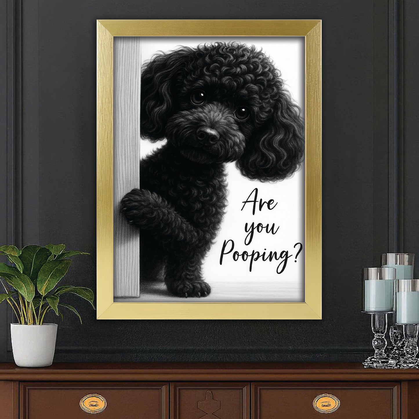 Custom Photo Dog Bathroom Canvas Framed Wall Art Gift For Dog Lover