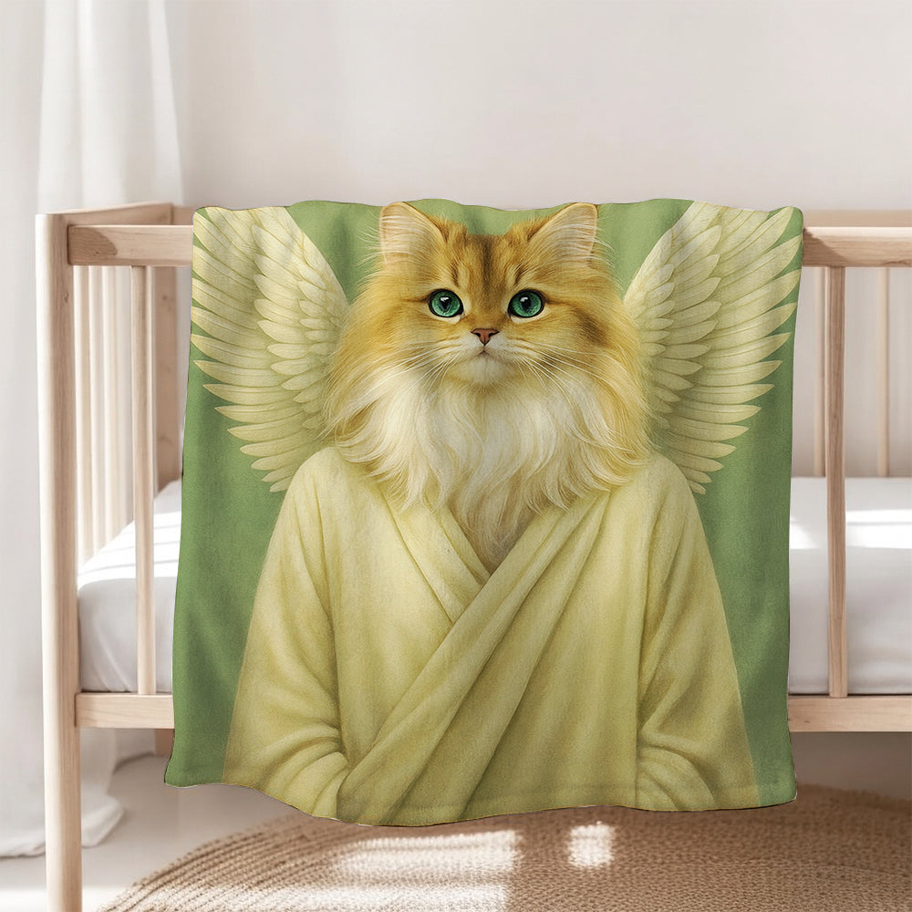 Custom Photo Angel Cat  Blanket Memorial Gift For Cat Lover