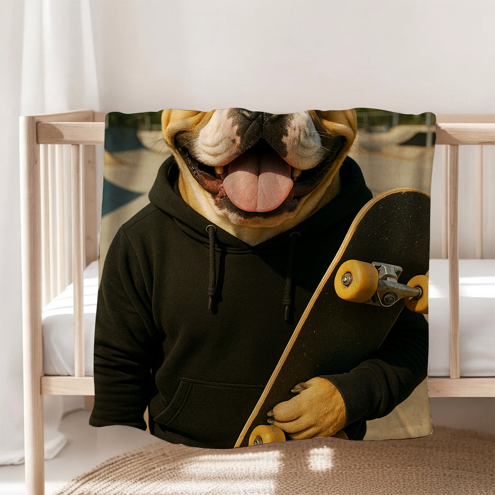 Custom Photo Skater Skateboard BlanketGift For Dog Lovers