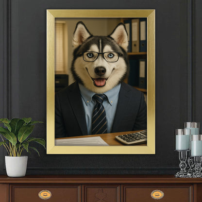 Custom Photo Accountant Dog Canvas Framed Wall Art Gift For Dog Lovers