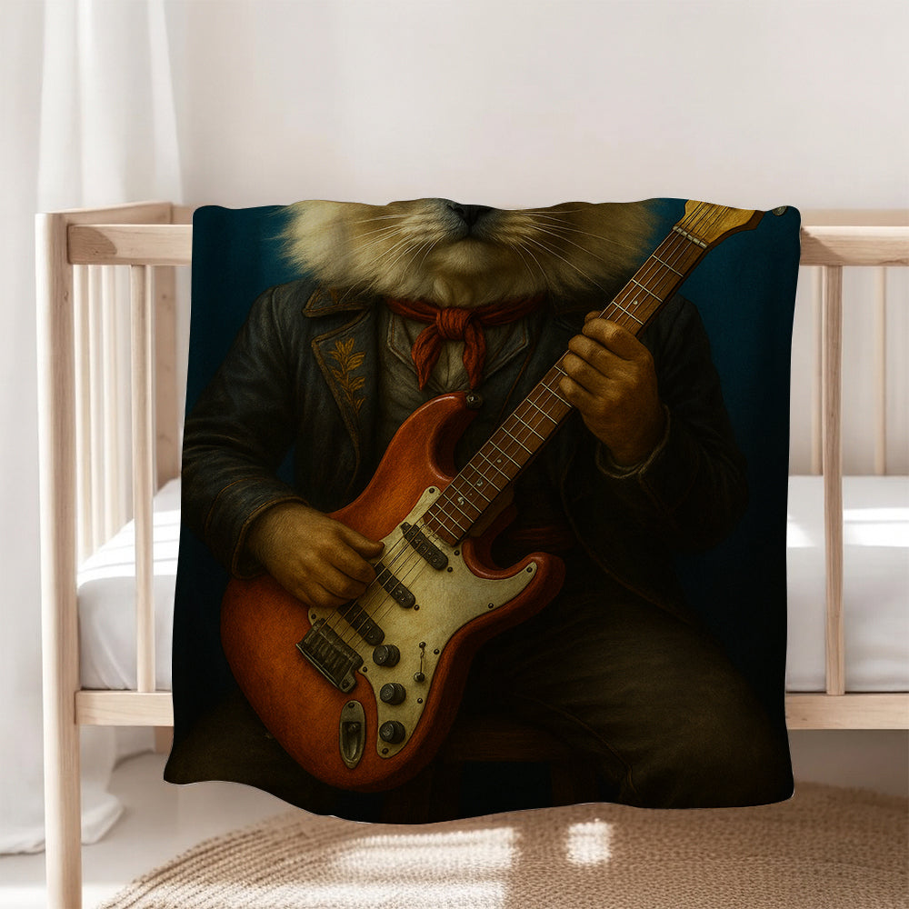 Custom Photo Cat Rock n Roll Blanket Gift For Cat Lovers
