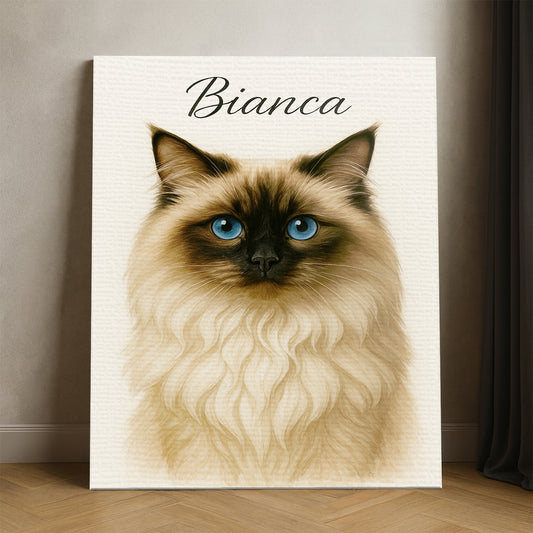 Custom Cat Portraint And With Name Canvas