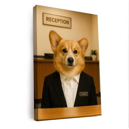 Custom Photo Receptionist Dog Canvas Gift For Dog Lovers