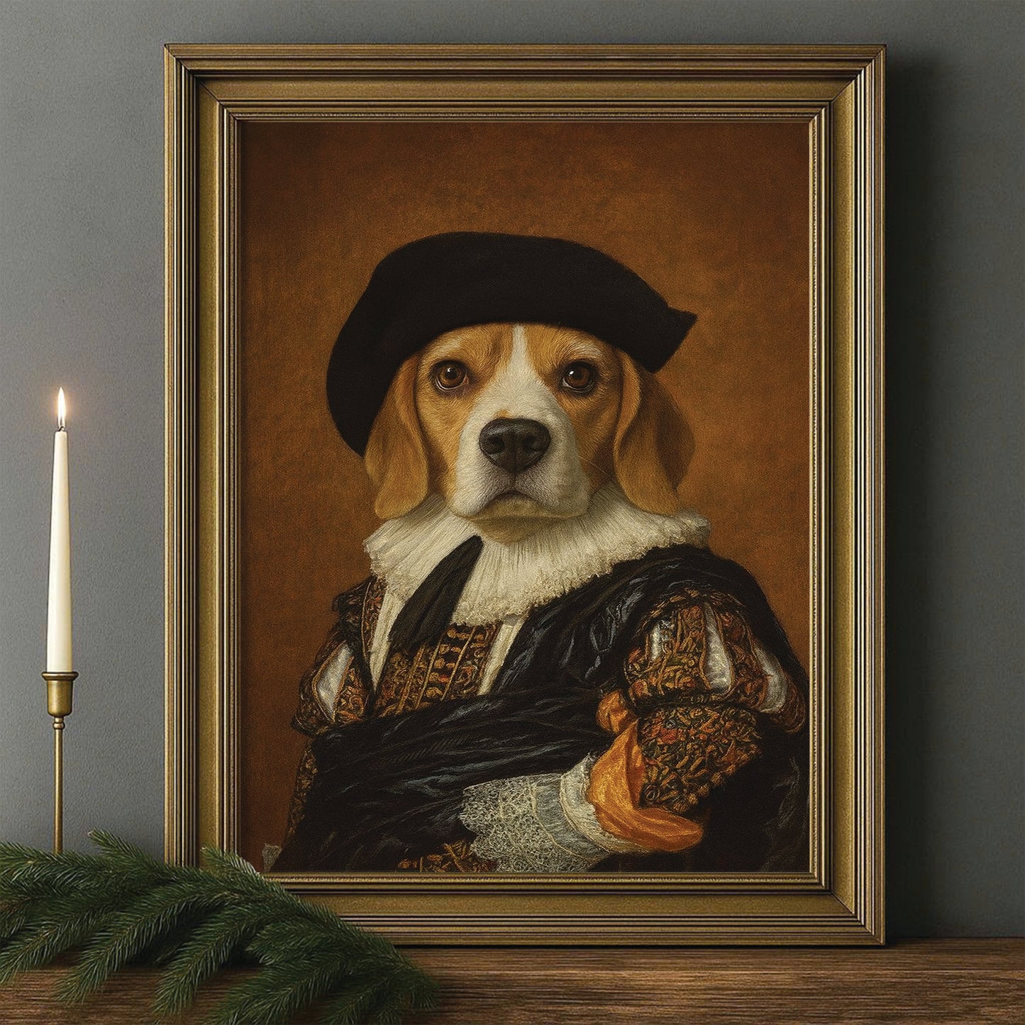 Custom Photo Royal Dog Canvas Framed Wall Art Dog Lover Gifts