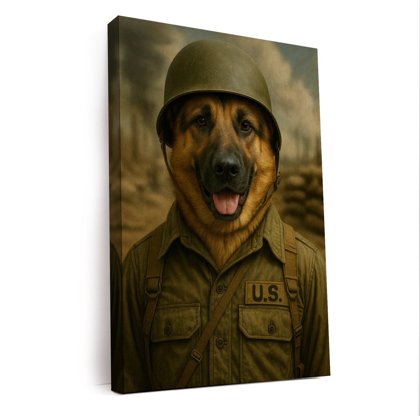 Custom Photo Military Dog Canvas Gift For Dog Lovers