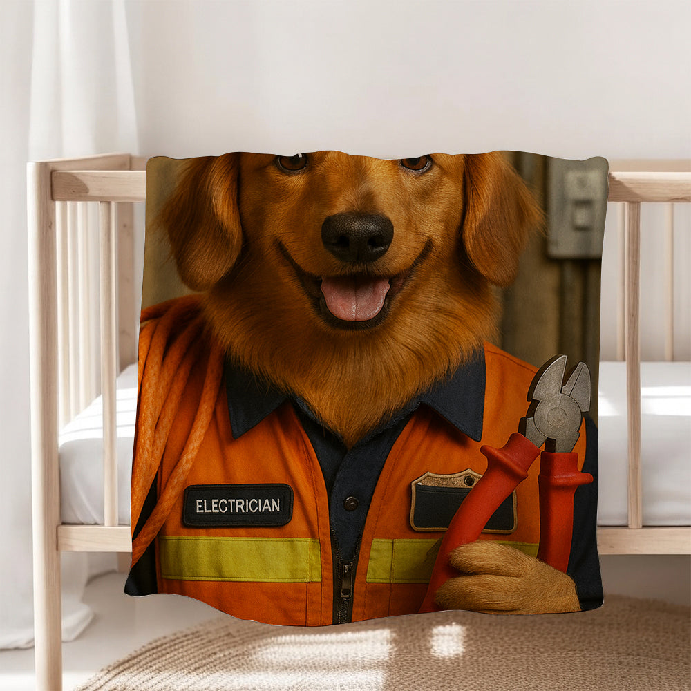 Custom Photo Electrician Dog BlanketGift For Dog Lovers
