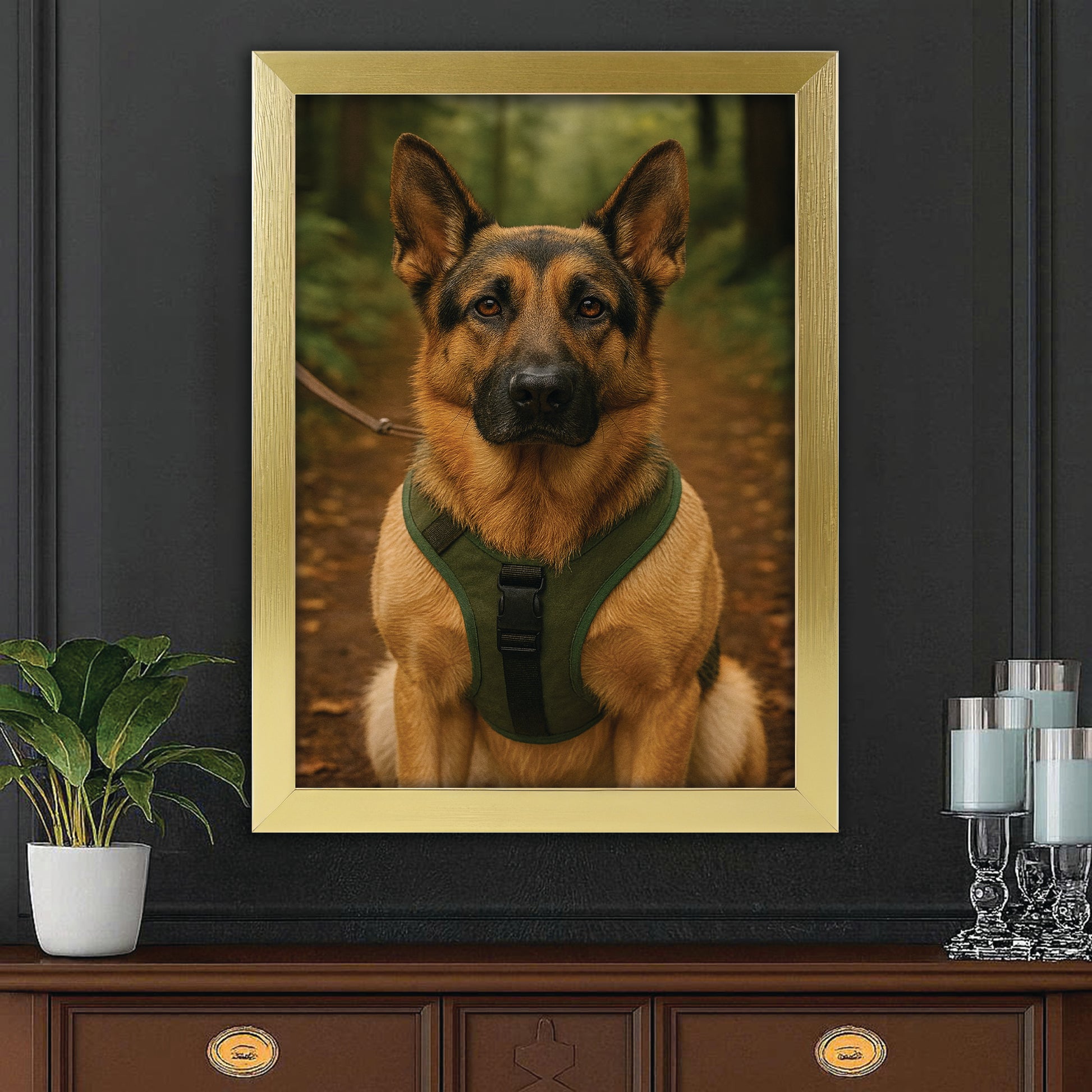 Custom Photo Hiking Dog Canvas Framed Wall Art Gift For Dog Lovers
