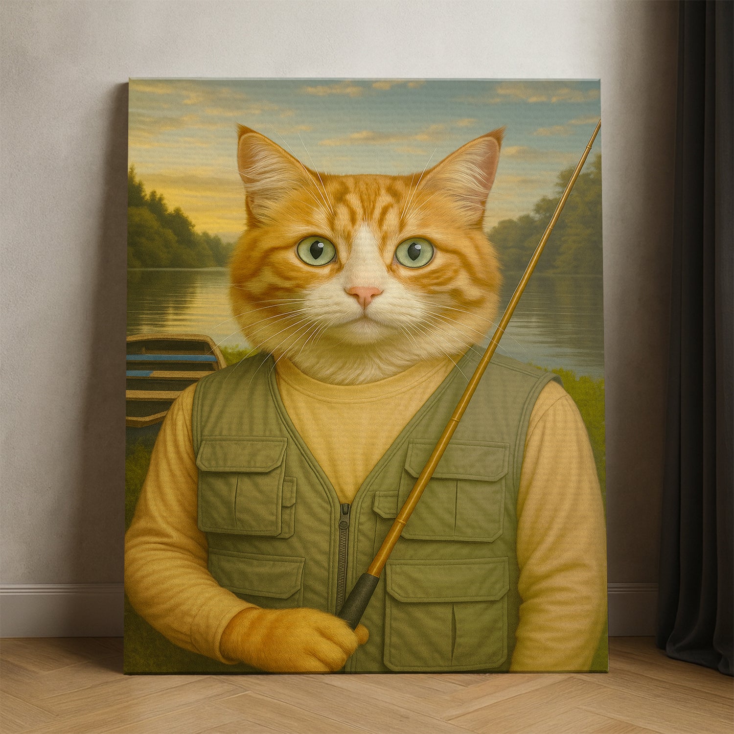 Custom Photo Fisherman Cat Canvas