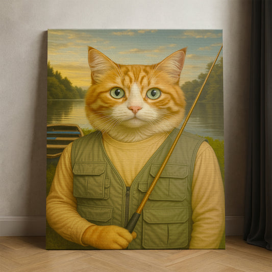 Custom Photo Fisherman Cat Canvas