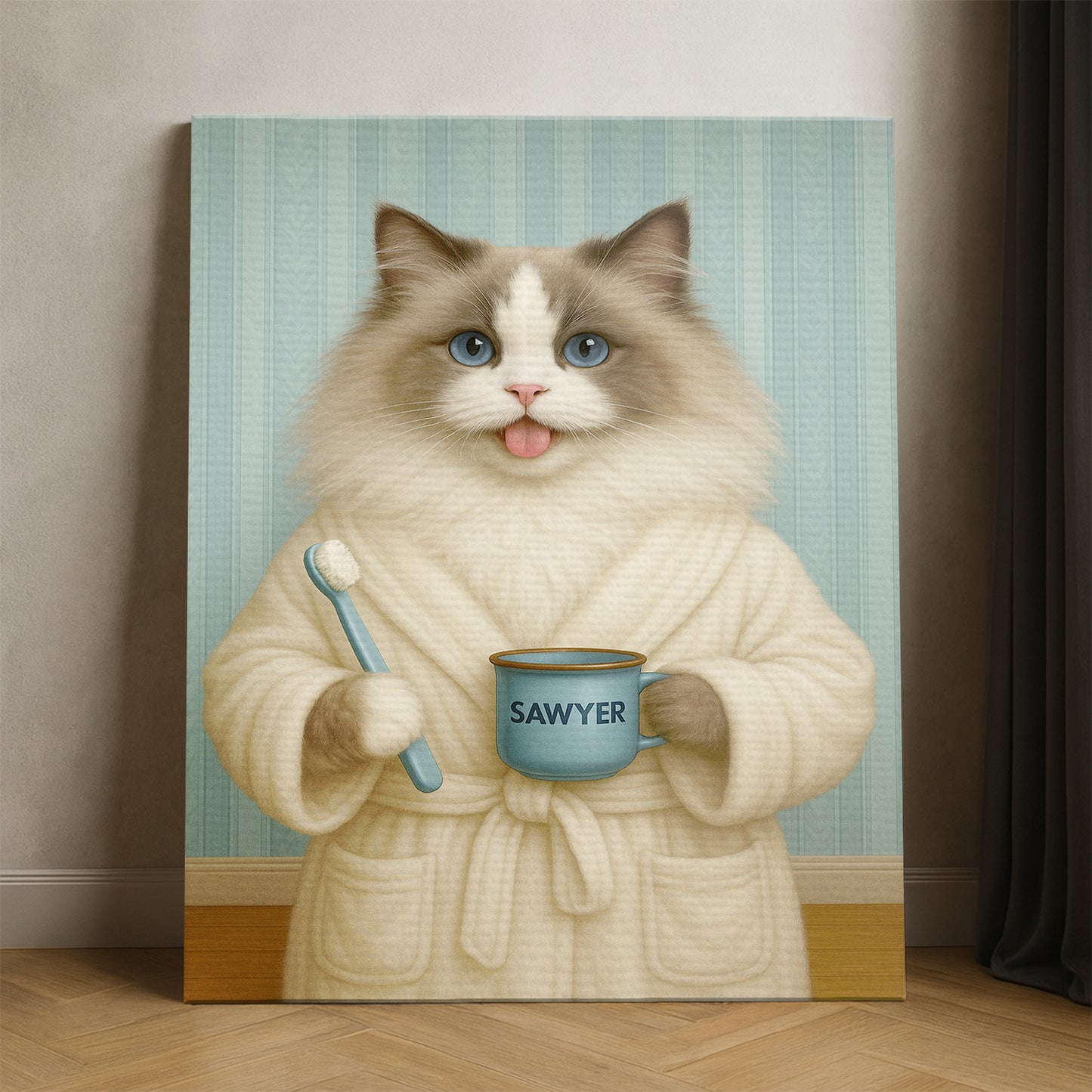 Custom Photo Cat Bathroom Canvas Cat Gifts Lovers