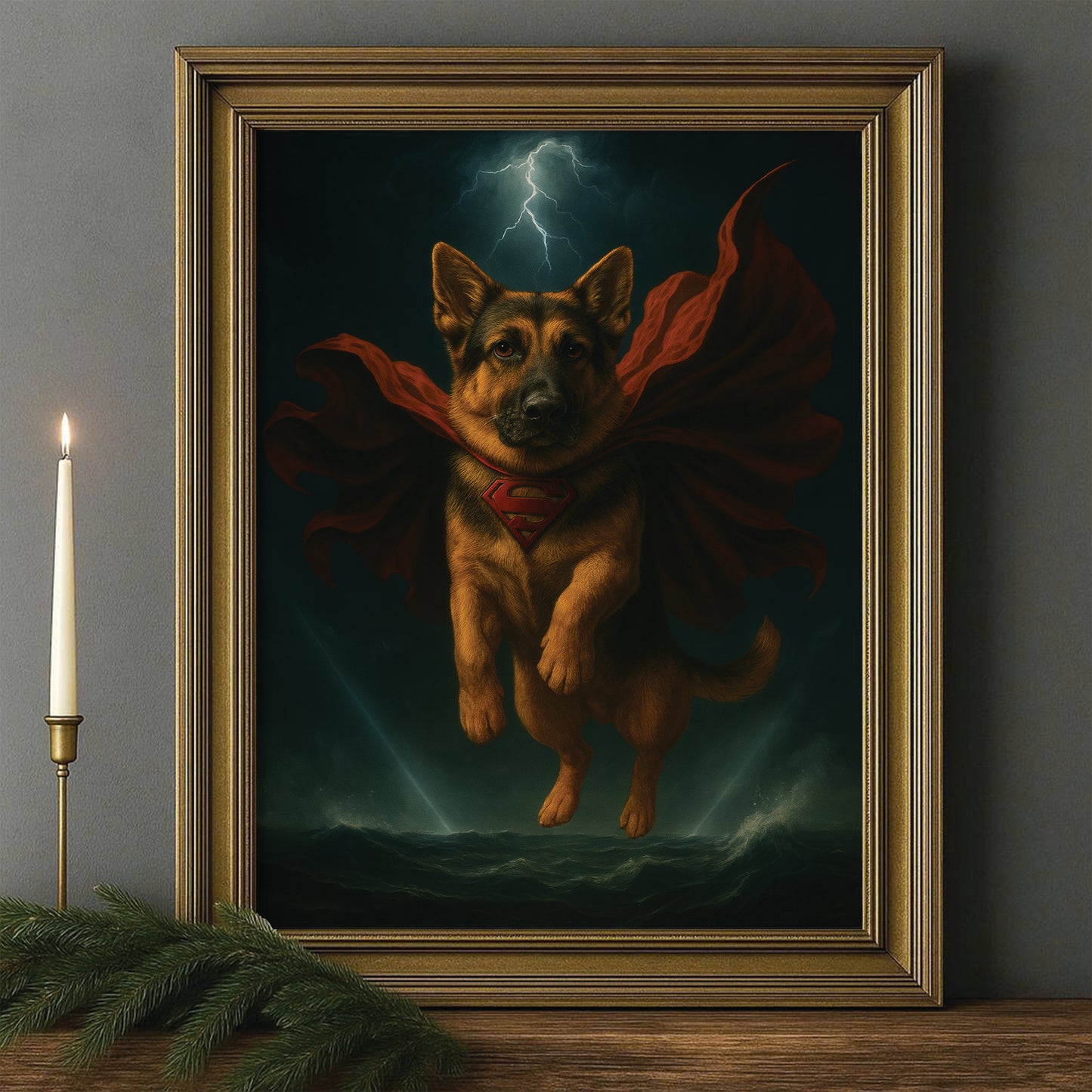 Custom Photo Dog Hero Canvas Framed Wall Art