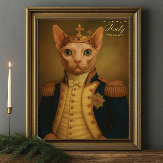 Custom Photo Great Captain Cat Canvas Framed Wall Art Gift For Cat Lovers
