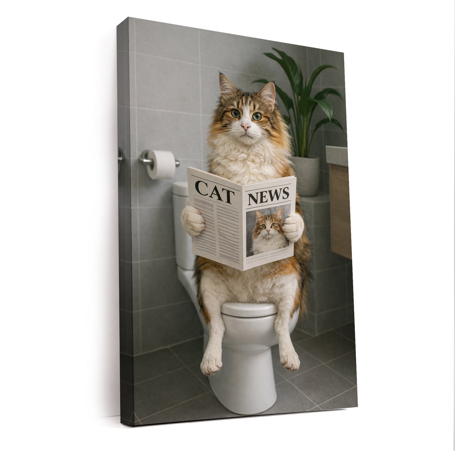 Custom Photo Cat Bathroom Style 4 Canvas Gift For Cat Lovers