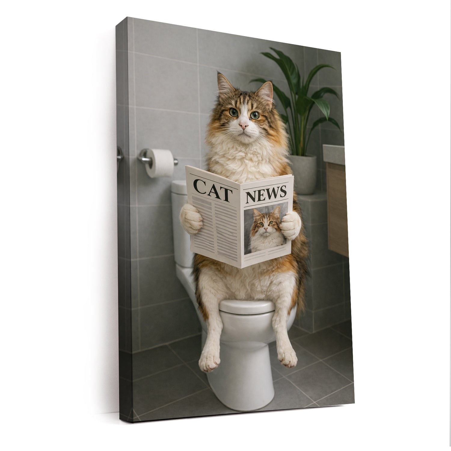 Custom Photo Cat Bathroom Style 4 Canvas Gift For Cat Lovers