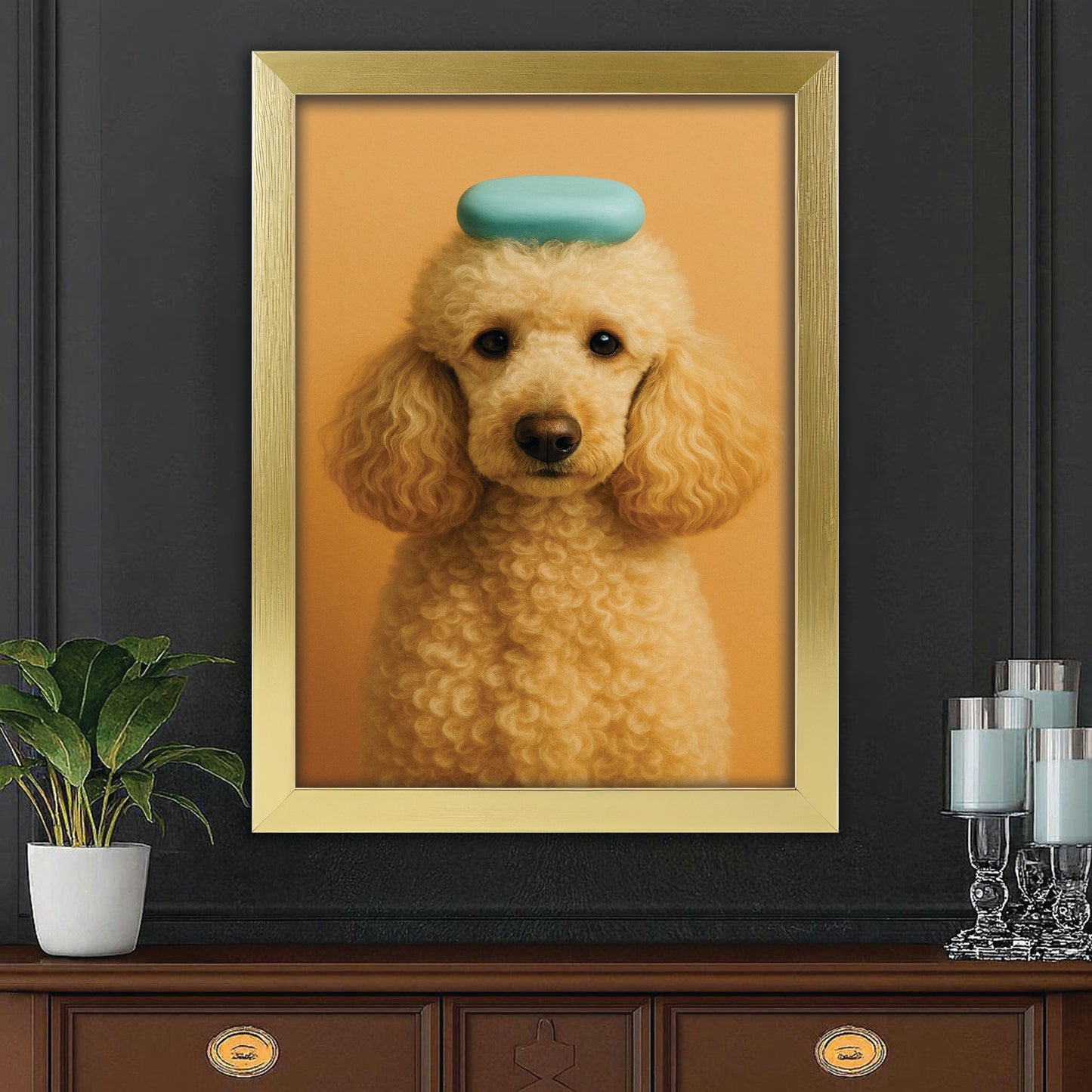 Custom Photo Dog Bathroom Style 24 Canvas Framed Wall Art Gift For Dog Lovers