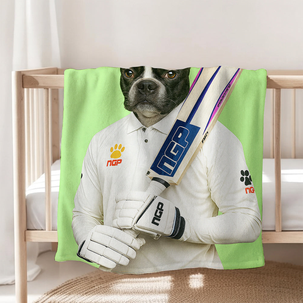 Custom Photo Cricketer Dog BlanketGift For Dog Lovers