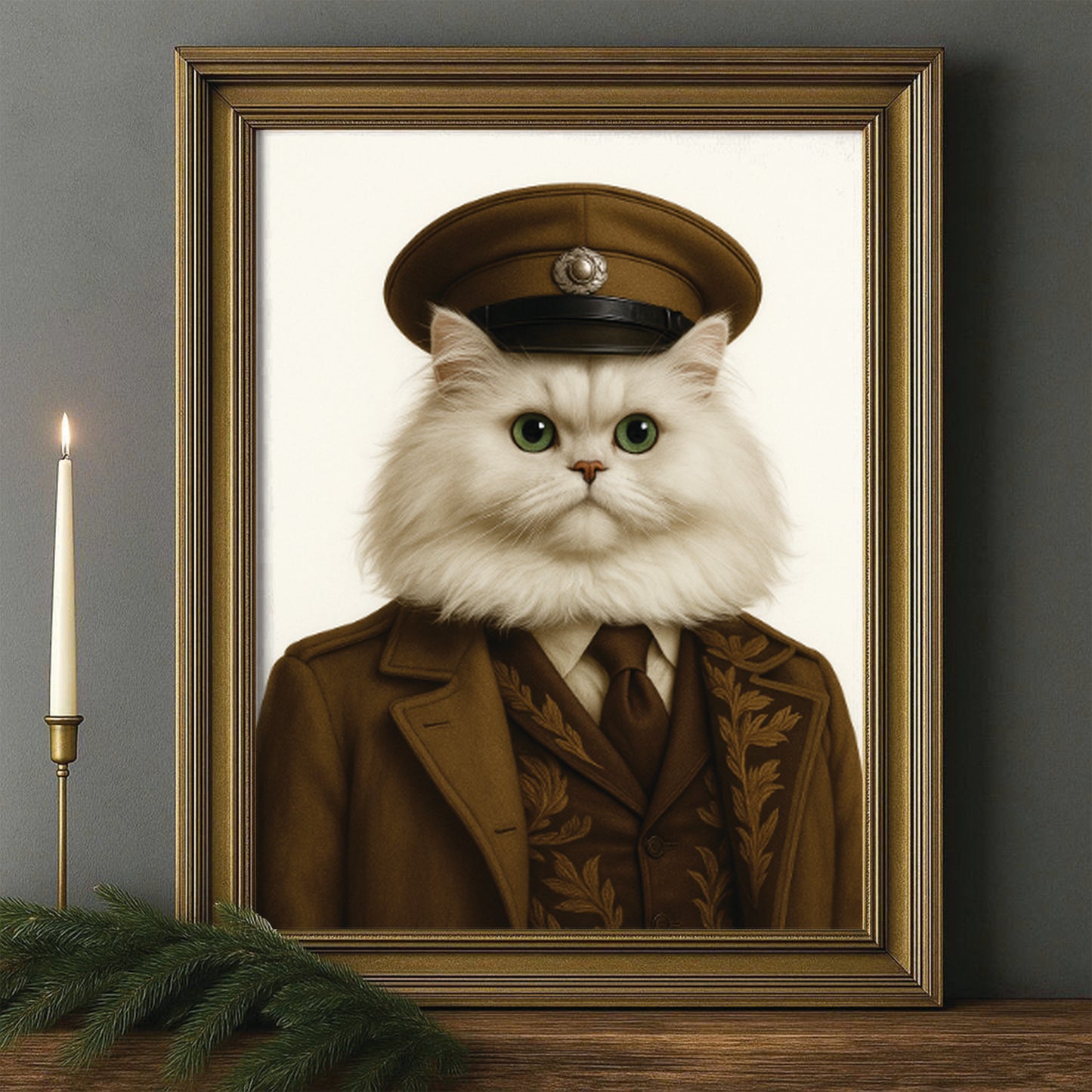 Custom Photo Captain Cat Canvas Framed Wall Art