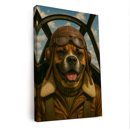 Custom Photo Pilot Dog Canvas Gift For Dog Lover