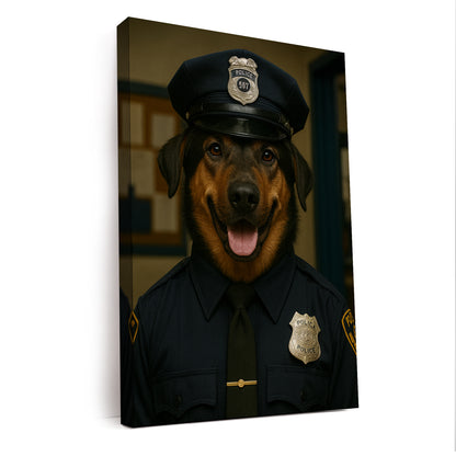Custom Photo Police Dog Canvas Gift For Dog Lovers