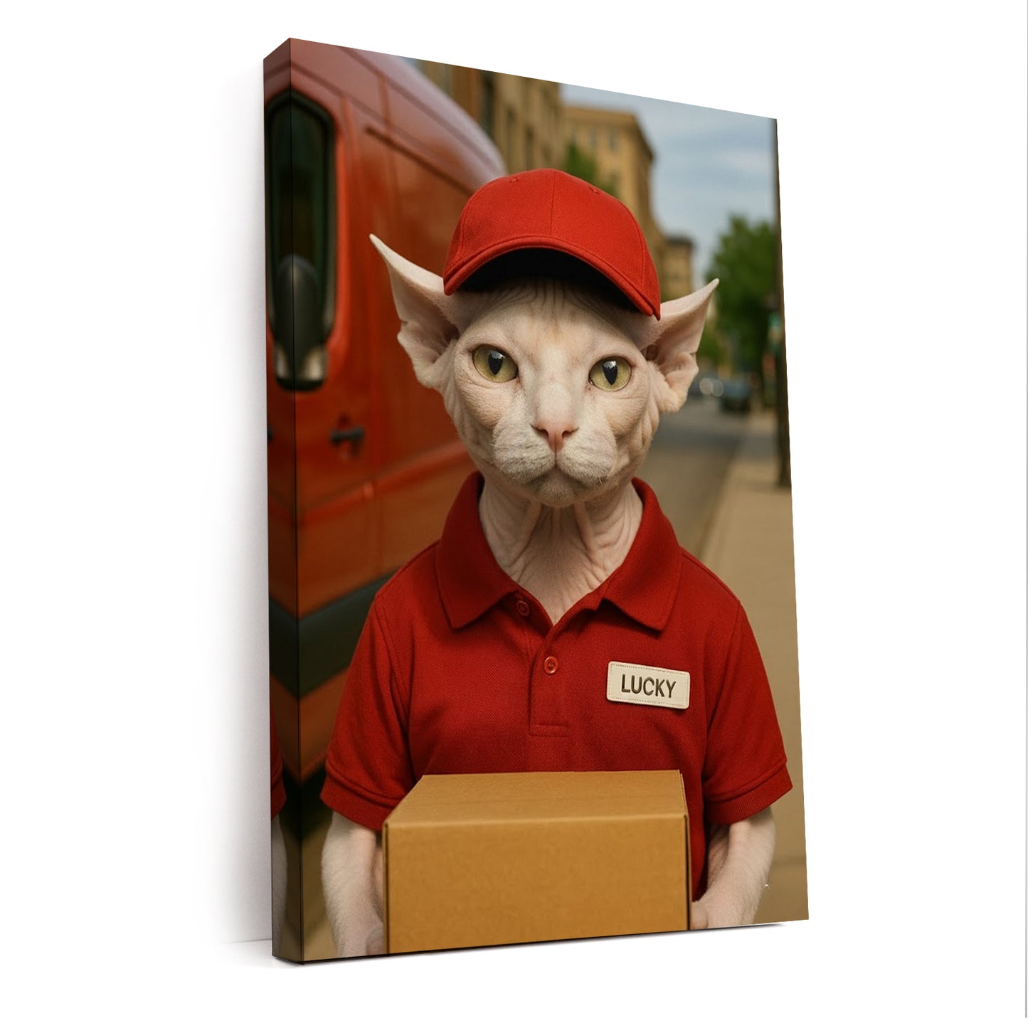 Custom Photo Courier Delivery Canvas Gift For Cat Lovers