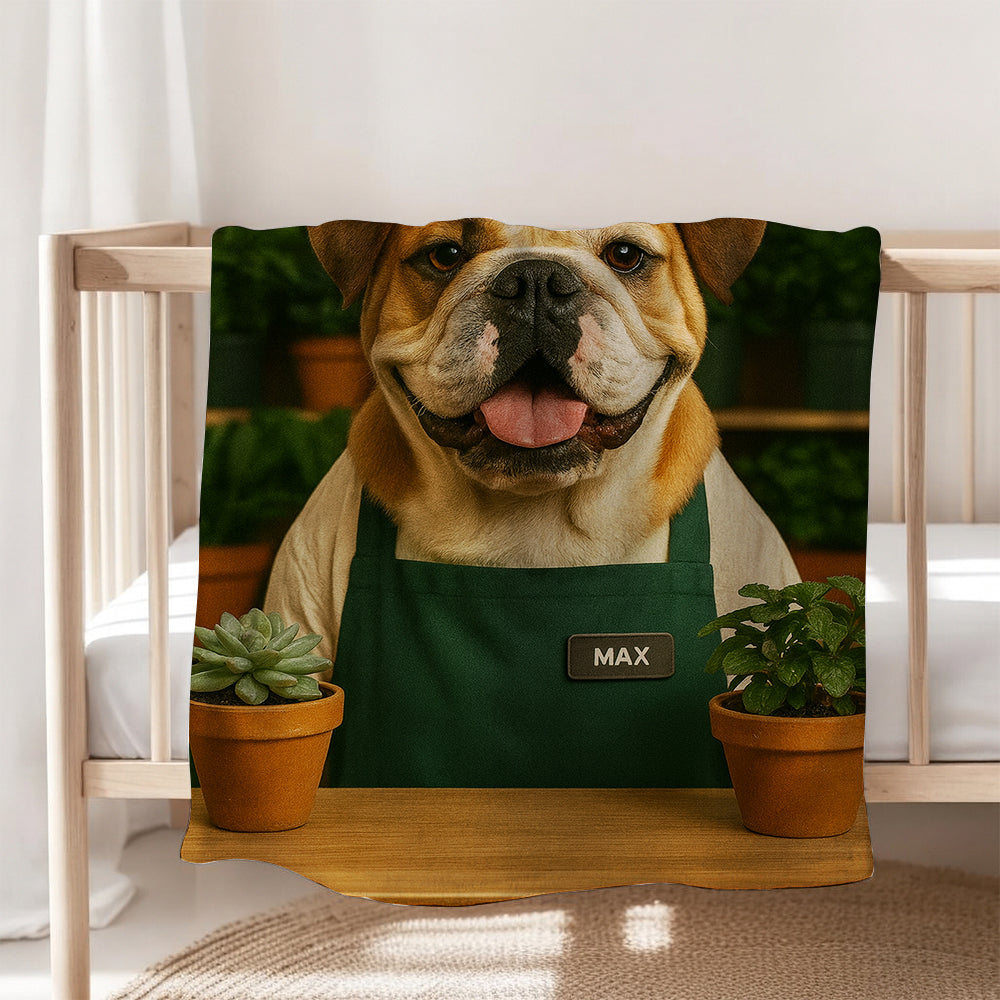 Custom Photo Gardener Dog BlanketGift For Dog Lovers