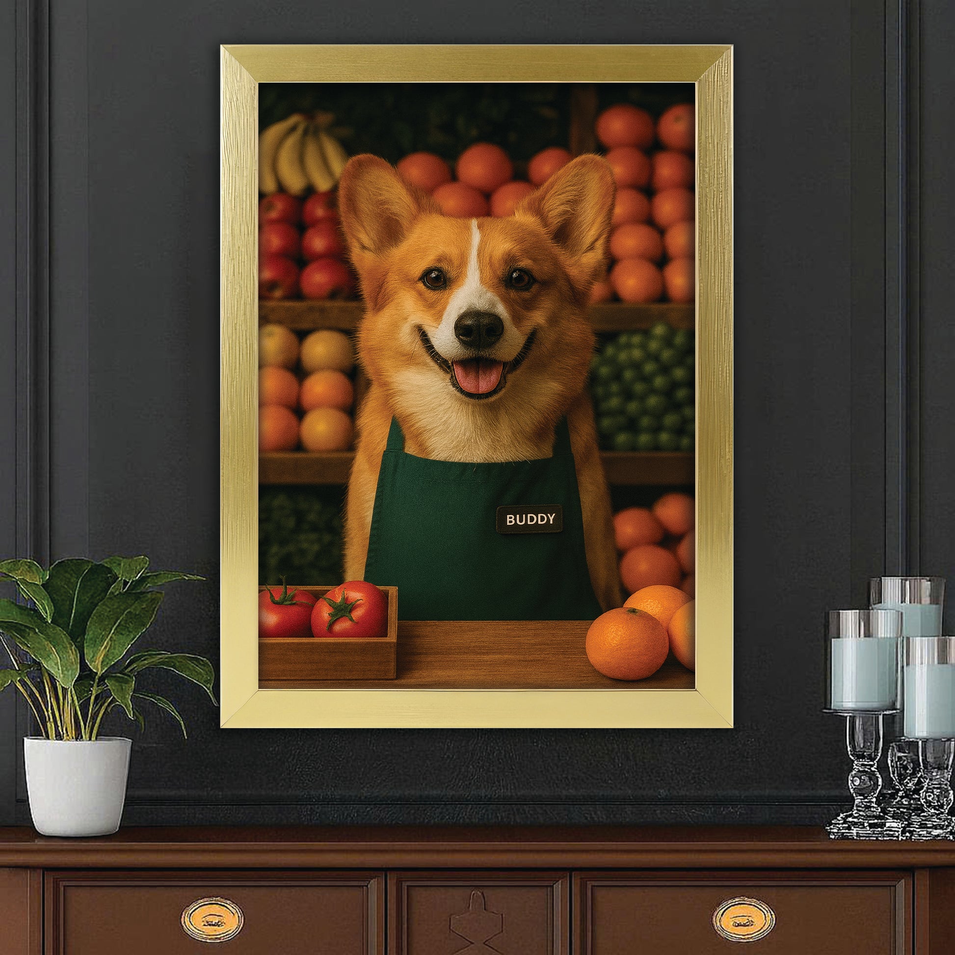 Custom Photo Grocer Store Dog Canvas Framed Wall Art Gift For Dog Lovers