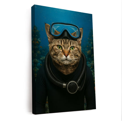 Custom Photo Scuba Diving Cat Gift For Cat Lovers