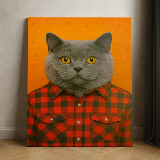 Custom Photo Cat In Red Shirt Canvas Gift For Cat Lovers