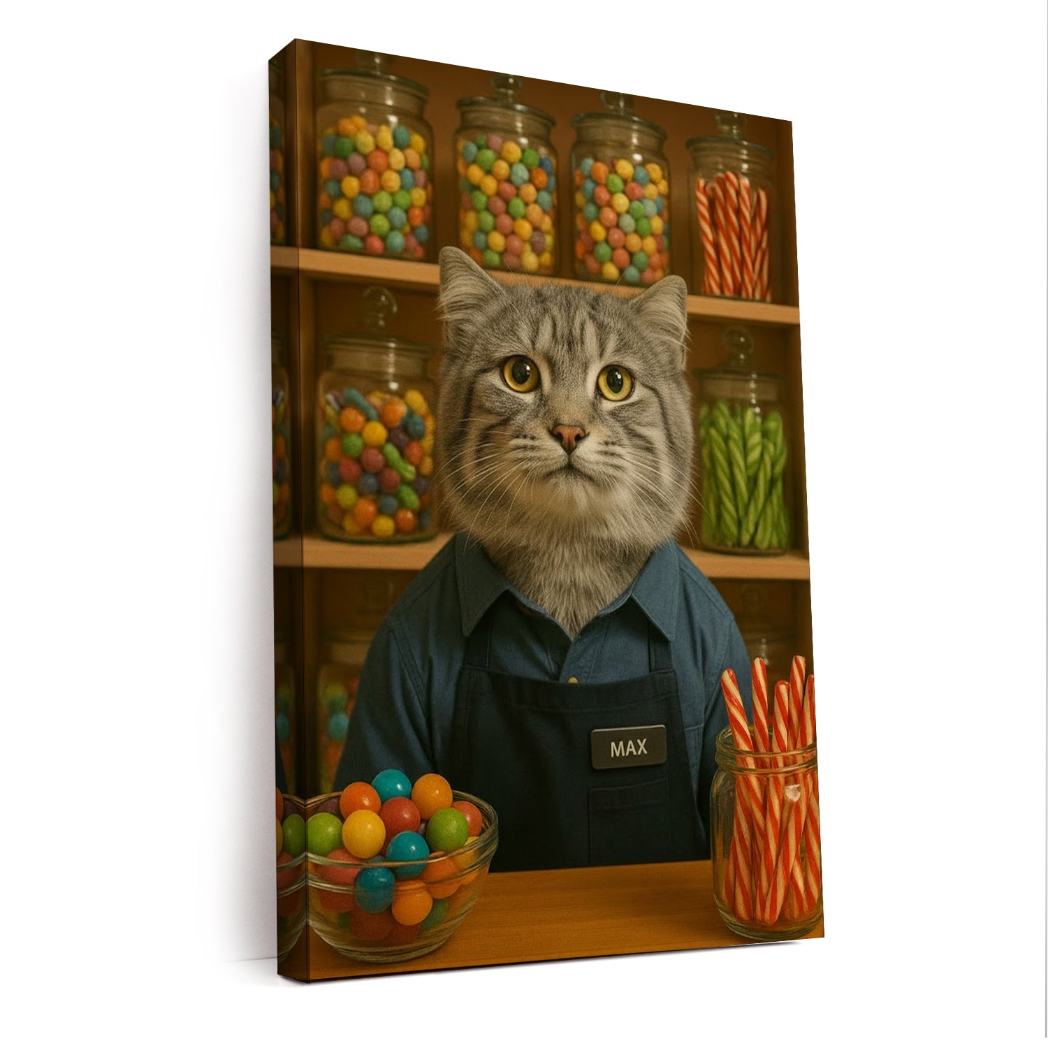 Custom Photo Candy Shop Cat Canvas Gift For Cat Lovers