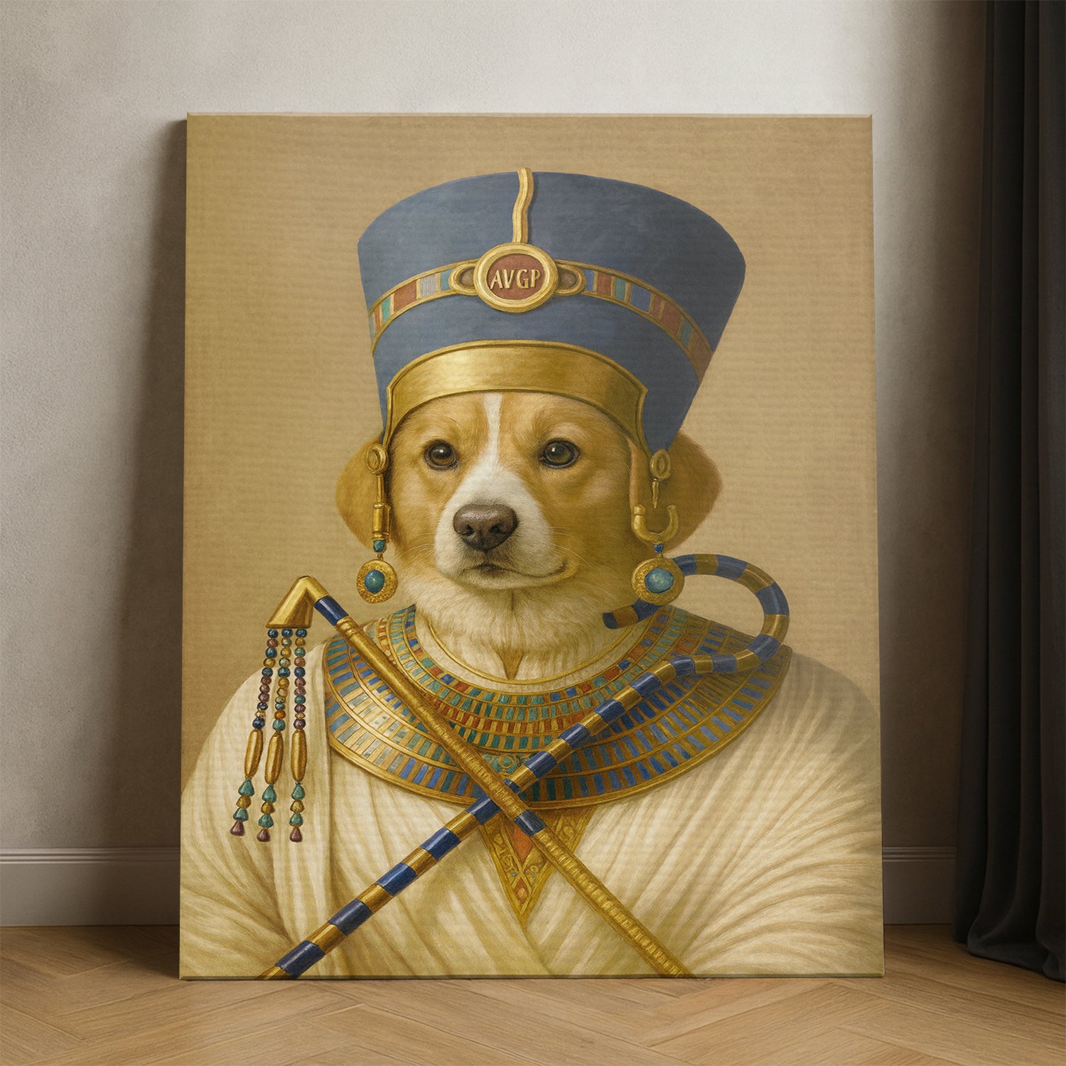 Custom Photo Egyptian Queen Dog Canvas Gift For Dog Lover