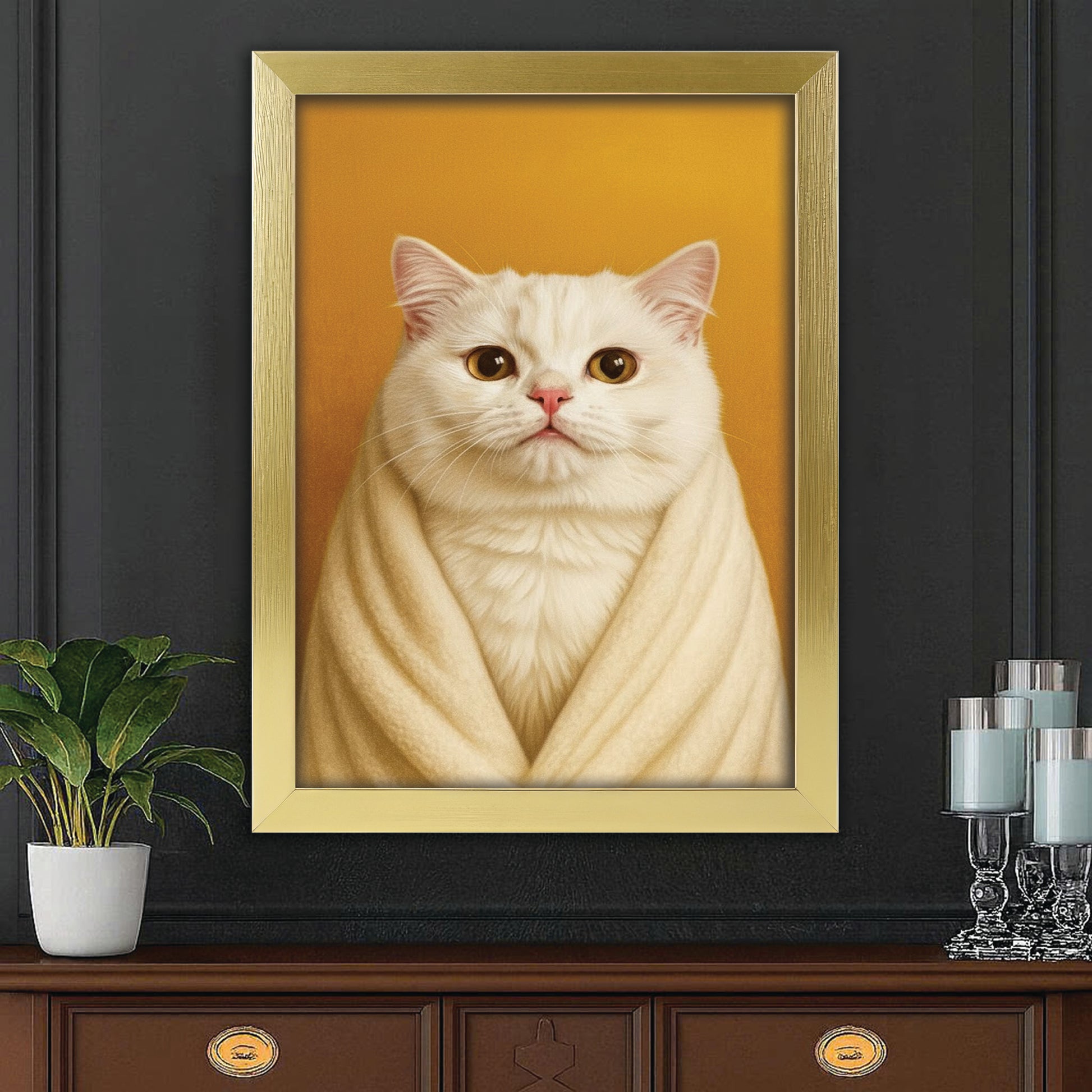 Custom Photo Cat Bathroom Style 30 Canvas Framed Wall Art Gift For Cat Lovers
