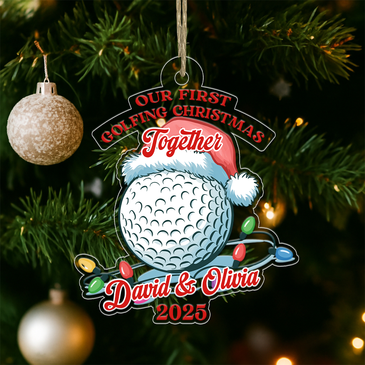 Custom Name Golf Couple Acrylic Ornament Christmas Gift