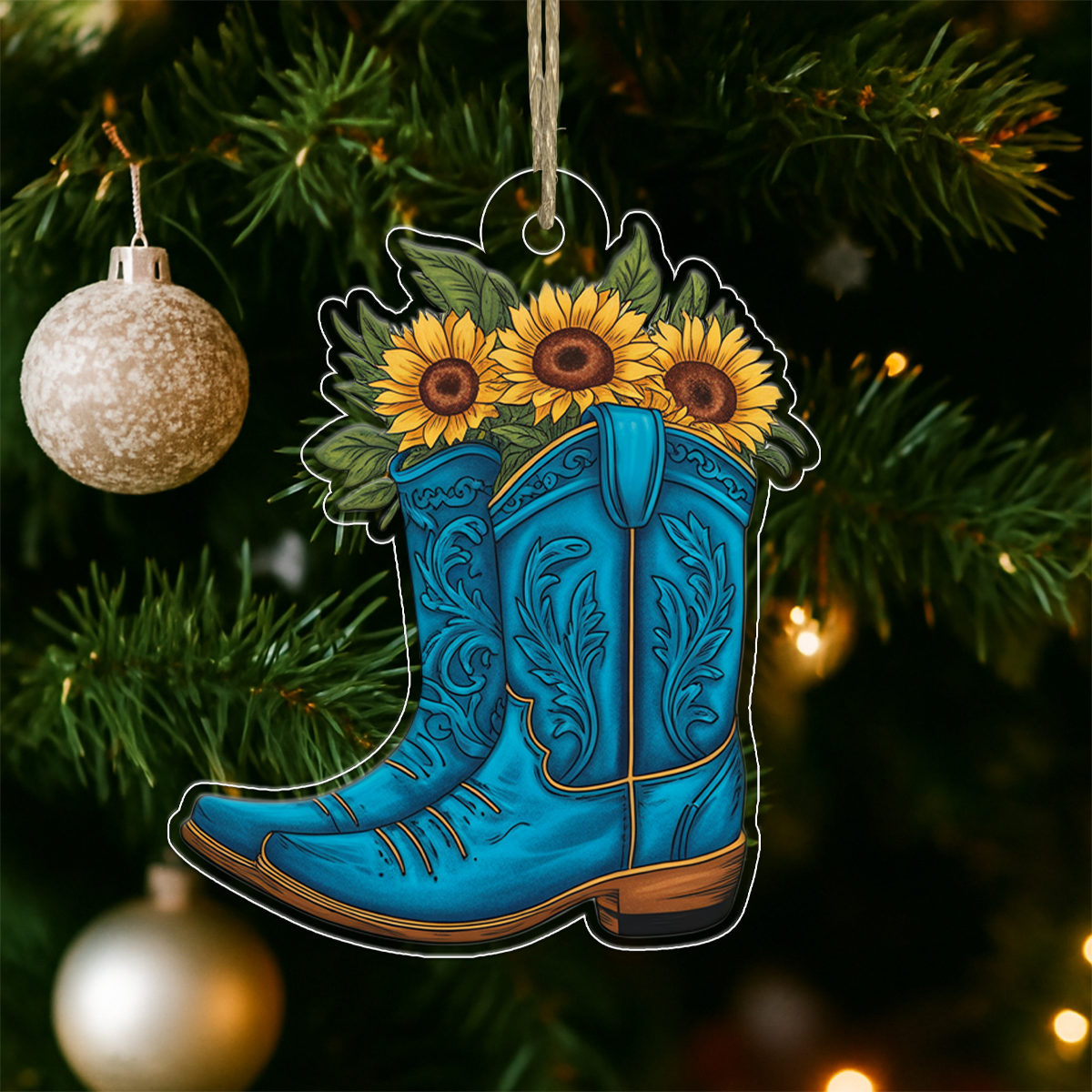 Flower Cowgirl Acrylic Ornament Christmas Gift